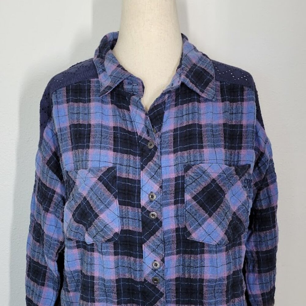 MISS ME plaid washed button down shirt Sz S NEW - Picture 5 of 12